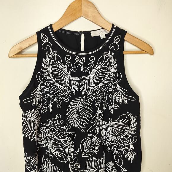 LOFT Floral Embroidered Tank Top Boho Bohemian - Picture 2 of 9